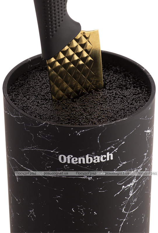 Підставка-колода Ofenbach Black Marble для кухонних ножів і ножиць 11х11х22см, кругла