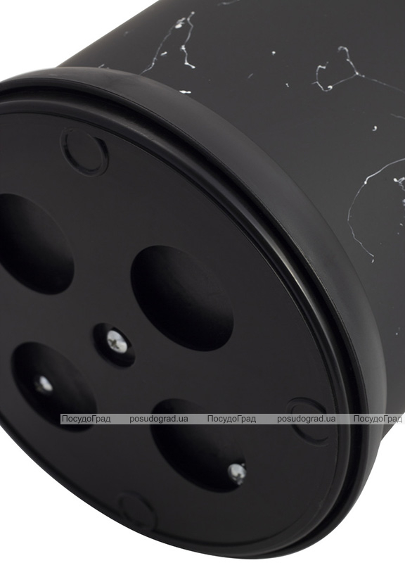 Підставка-колода Ofenbach Black Marble для кухонних ножів і ножиць 16х24см, потрійна кругла