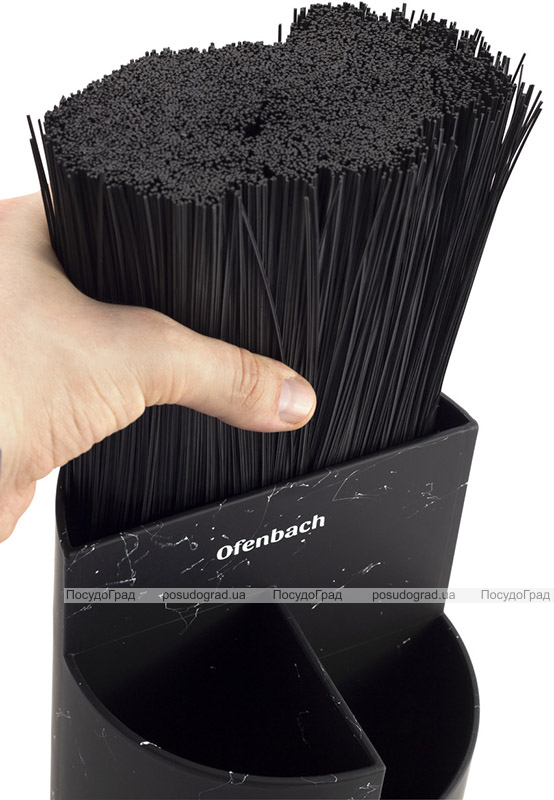 Підставка-колода Ofenbach Black Marble для кухонних ножів і ножиць 16х24см, потрійна кругла