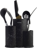 Підставка-колода Ofenbach Black Marble для кухонних ножів і ножиць 23х12х22см, потрійна кругла