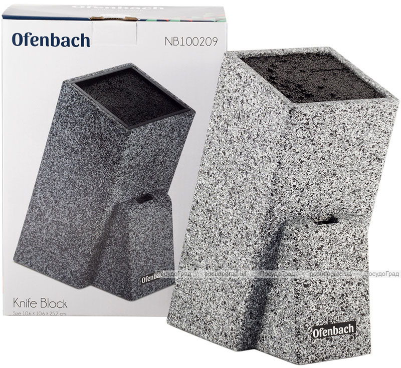 Підставка-колода Ofenbach Black Lead для кухонних ножів 11х11х26см з секцією для ножиць