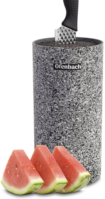 Підставка-колода Ofenbach Grey Marble для кухонних ножів 11х11х22 см, кругла