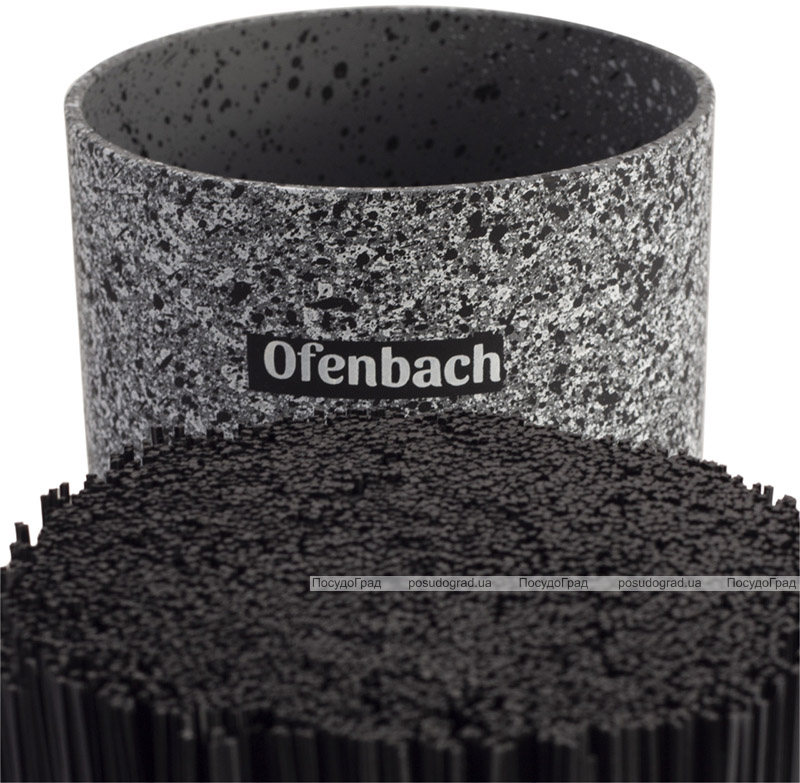 Підставка-колода Ofenbach Grey Marble для кухонних ножів 11х11х22 см, кругла