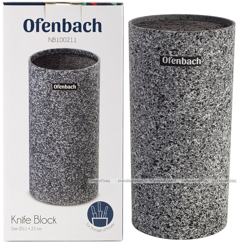 Підставка-колода Ofenbach Grey Marble для кухонних ножів 11х11х22 см, кругла