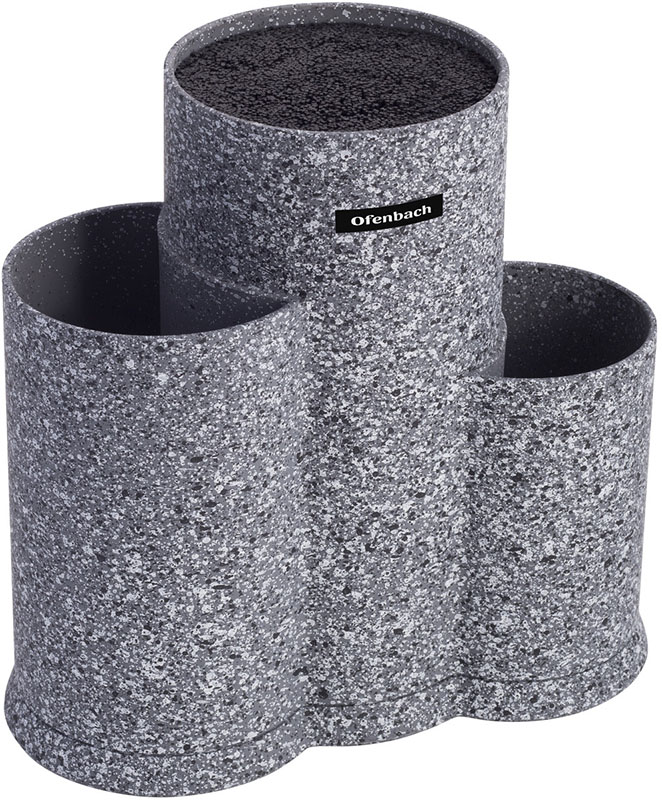 Підставка-колода Ofenbach Grey Marble для кухонних ножів 23х13х22см, потрійна кругла