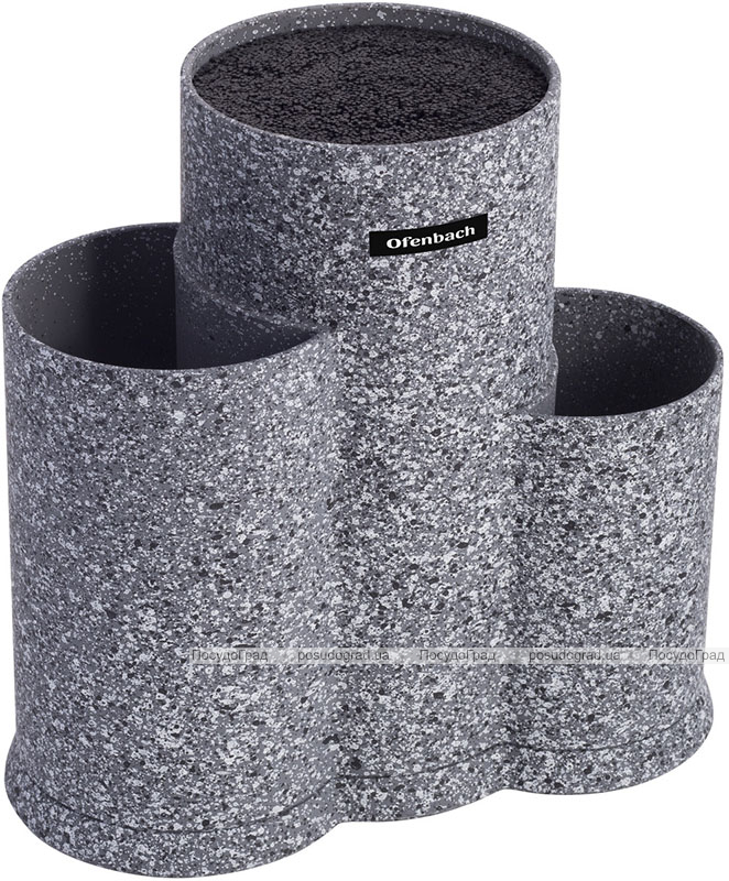 Підставка-колода Ofenbach Grey Marble для кухонних ножів 23х13х22см, потрійна кругла