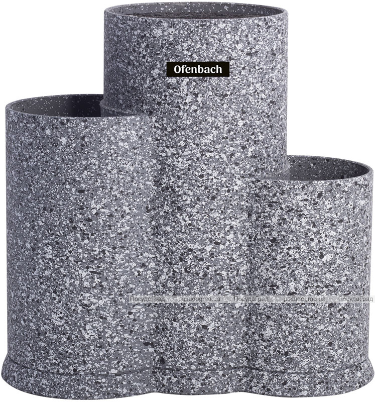 Підставка-колода Ofenbach Grey Marble для кухонних ножів 23х13х22см, потрійна кругла