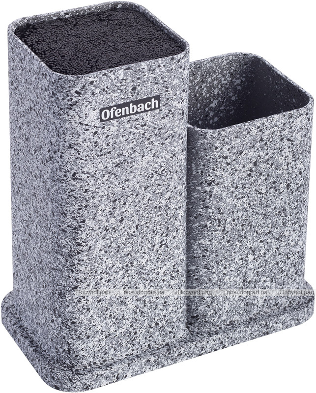 Підставка-колода Ofenbach Grey Marble для кухонних ножів 21х12х23см, подвійна