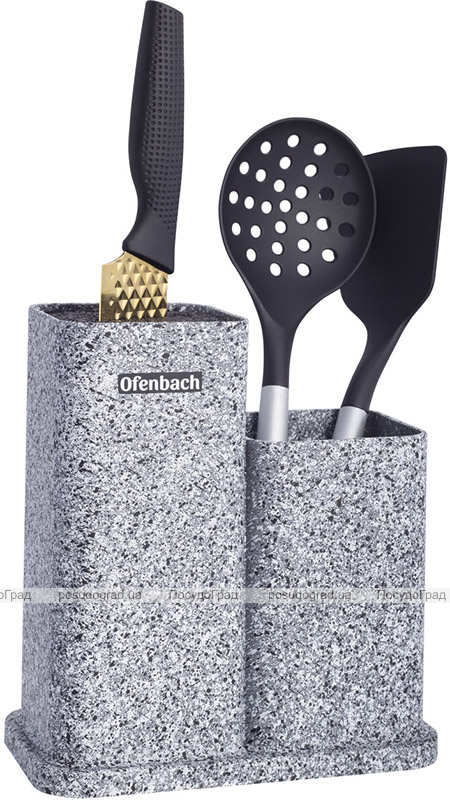 Підставка-колода Ofenbach Grey Marble для кухонних ножів 21х12х23см, подвійна