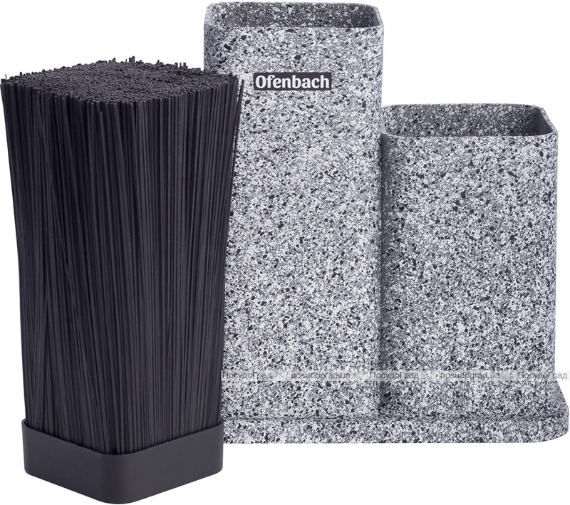 Підставка-колода Ofenbach Grey Marble для кухонних ножів 21х12х23см, подвійна