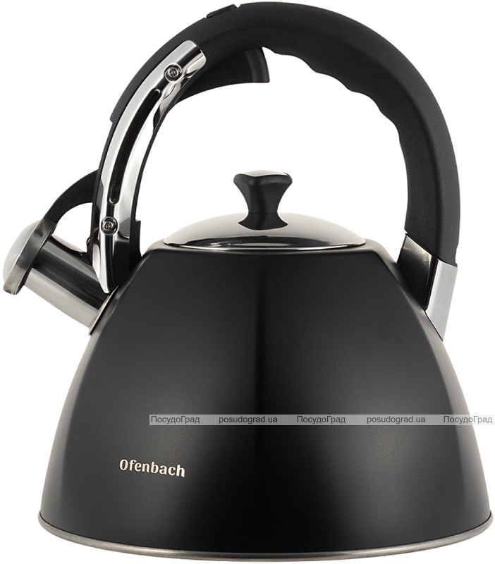 Чайник Ofenbach Augsburg Black 3.2л зі свистком, нержавіюча сталь, чорний