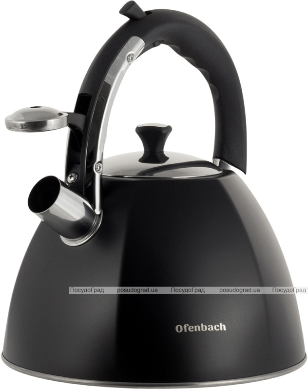 Чайник Ofenbach Augsburg Black 3.2л зі свистком, нержавіюча сталь, чорний