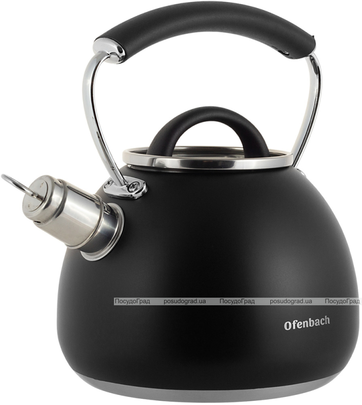 Чайник Ofenbach Magic Kettle 2.5л зі свистком та скляною кришкою, чорний