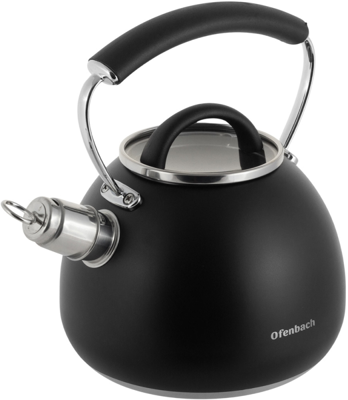 Чайник Ofenbach Magic Kettle 2.5л зі свистком та скляною кришкою, чорний