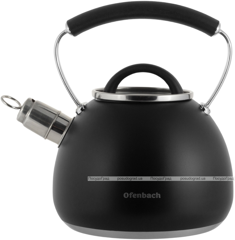 Чайник Ofenbach Magic Kettle 2.5л зі свистком та скляною кришкою, чорний
