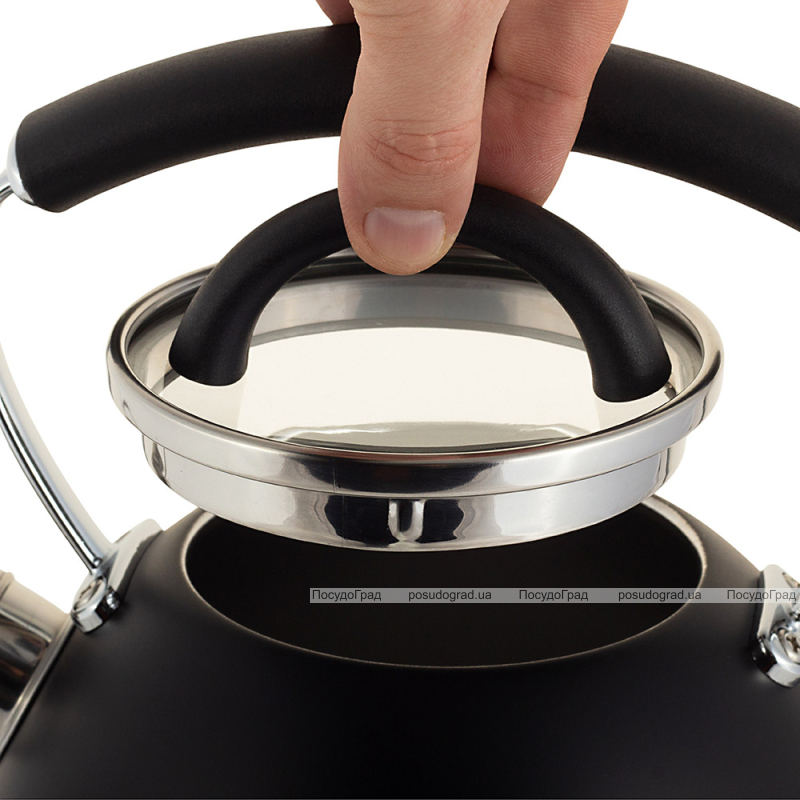 Чайник Ofenbach Magic Kettle 2.5л зі свистком та скляною кришкою, чорний