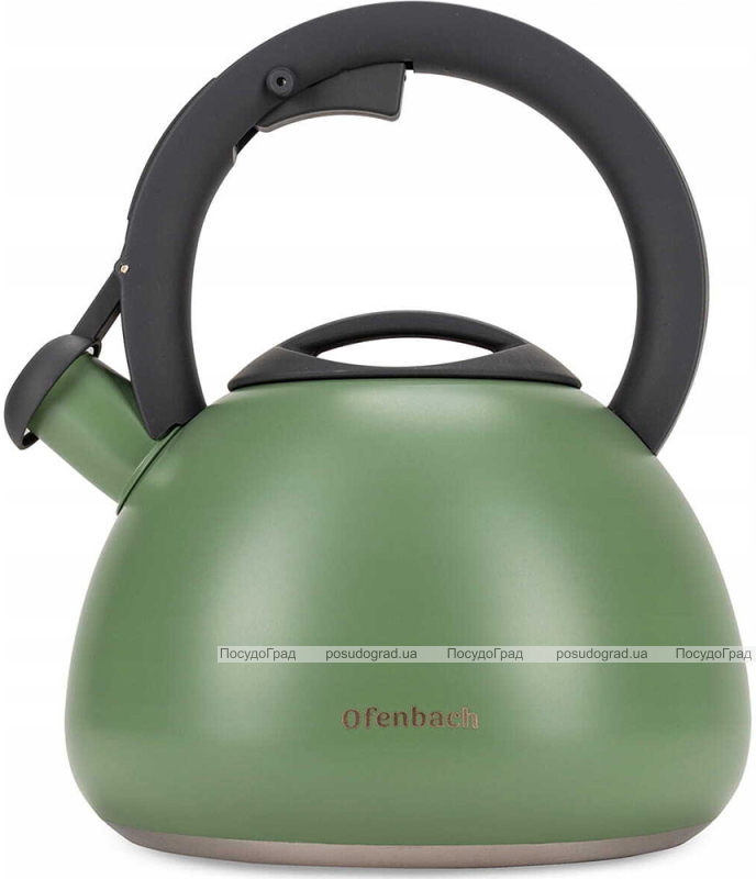 Чайник Ofenbach Silver 2.7л нержавіюча сталь, зі свистком, зелений матовий