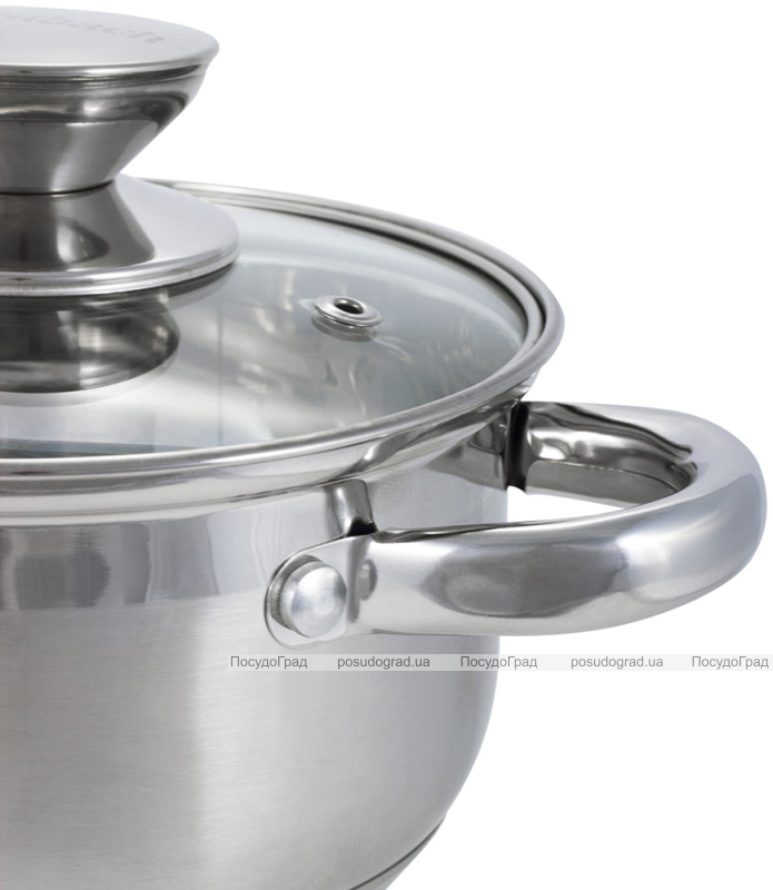Каструля Ofenbach Casserole з нержавіючої сталі 1100мл зі скляною кришкою