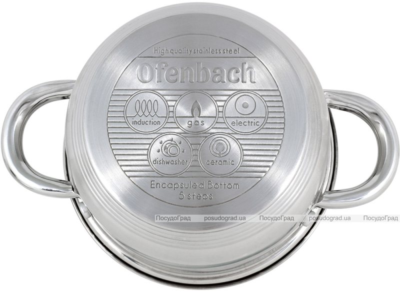 Каструля Ofenbach Casserole з нержавіючої сталі 1100мл зі скляною кришкою