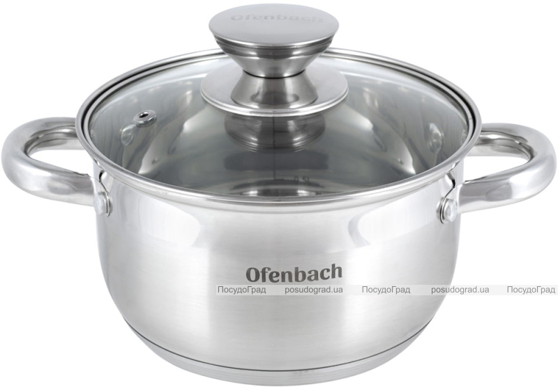 Каструля Ofenbach Casserole з нержавіючої сталі 1700мл зі скляною кришкою