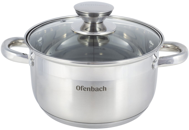 Каструля Ofenbach Casserole з нержавіючої сталі 2400мл зі скляною кришкою