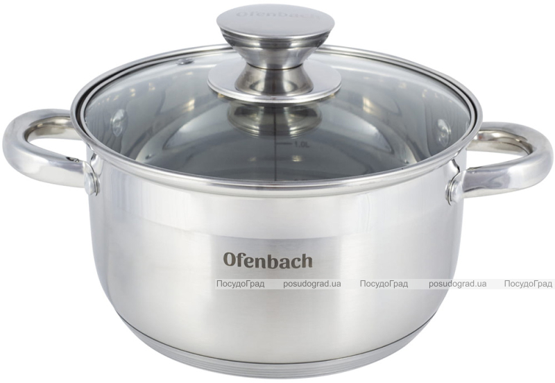 Каструля Ofenbach Casserole з нержавіючої сталі 2400мл зі скляною кришкою