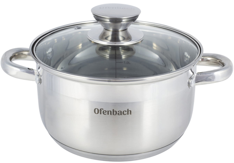 Каструля Ofenbach Casserole з нержавіючої сталі 3400мл зі скляною кришкою