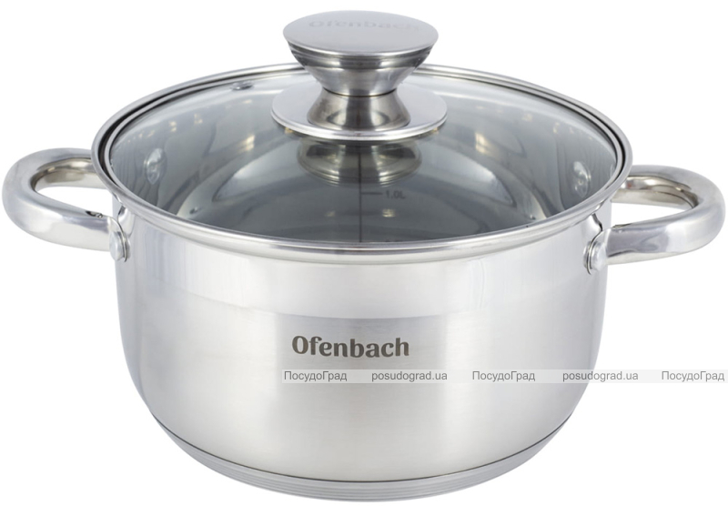 Каструля Ofenbach Casserole з нержавіючої сталі 3400мл зі скляною кришкою