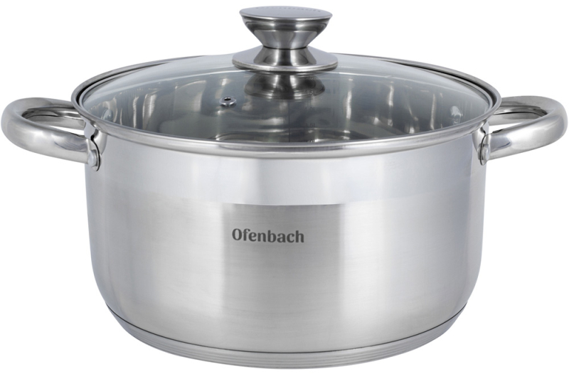 Каструля Ofenbach Casserole з нержавіючої сталі 6л зі скляною кришкою