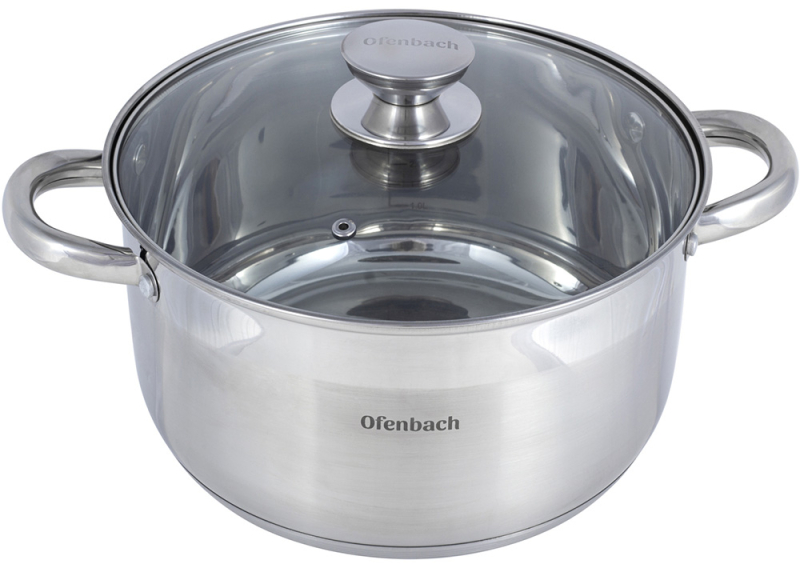Каструля Ofenbach Casserole з нержавіючої сталі 6л зі скляною кришкою