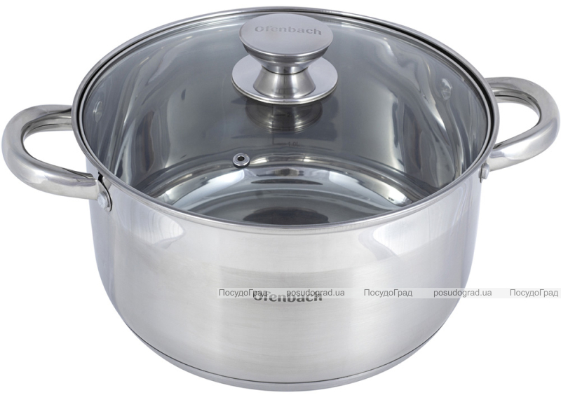 Каструля Ofenbach Casserole з нержавіючої сталі 6л зі скляною кришкою