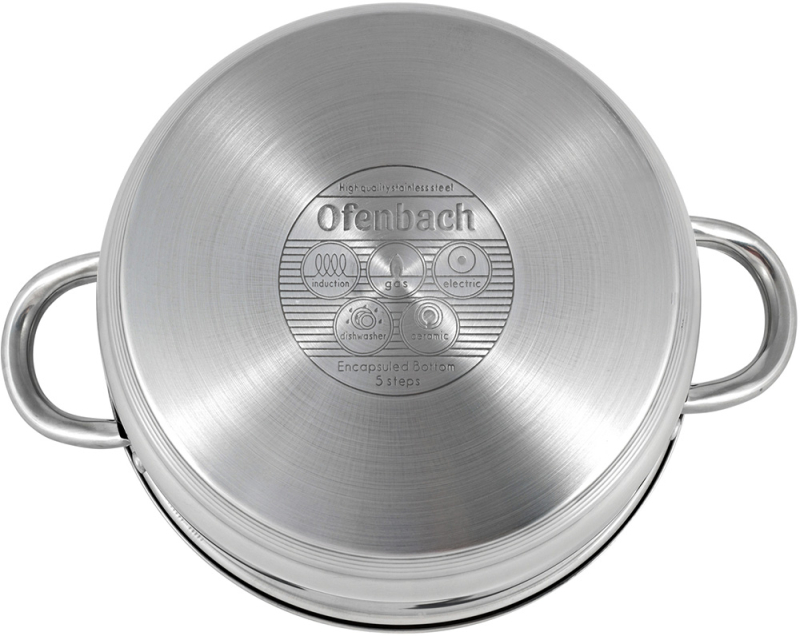 Каструля Ofenbach Casserole з нержавіючої сталі 3400мл зі скляною кришкою