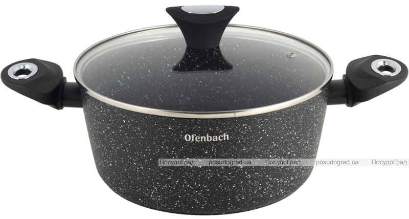 Набір кухонного посуду Ofenbach "Black Marble" 12 предметів, індукція з антипригарним покриттям