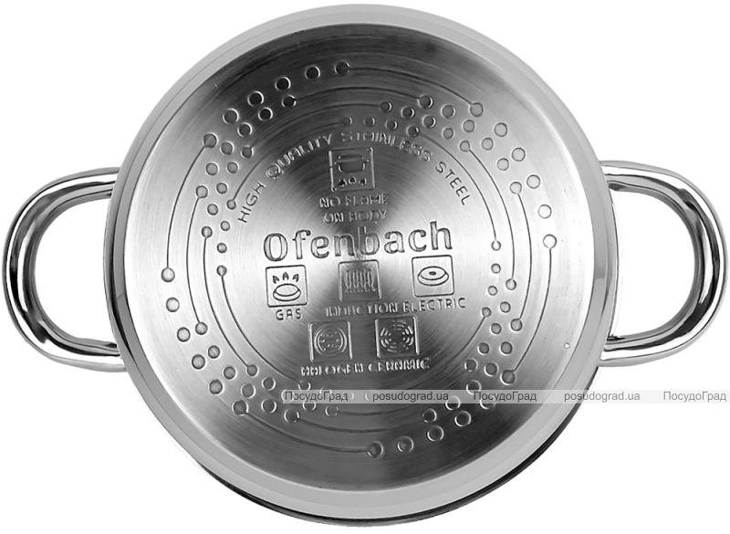 Каструля індукційна Ofenbach Casserole із нержавіючої сталі 2л зі скляною кришкою