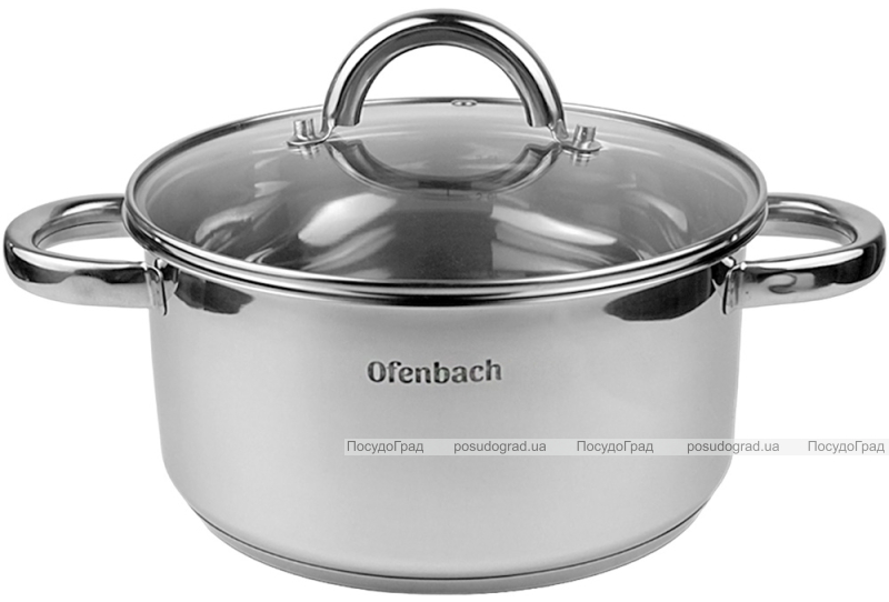 Каструля індукційна Ofenbach Casserole із нержавіючої сталі 3л зі скляною кришкою
