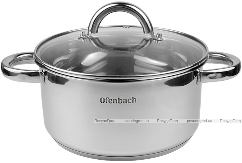 Каструля індукційна Ofenbach Casserole із нержавіючої сталі 4л зі скляною кришкою