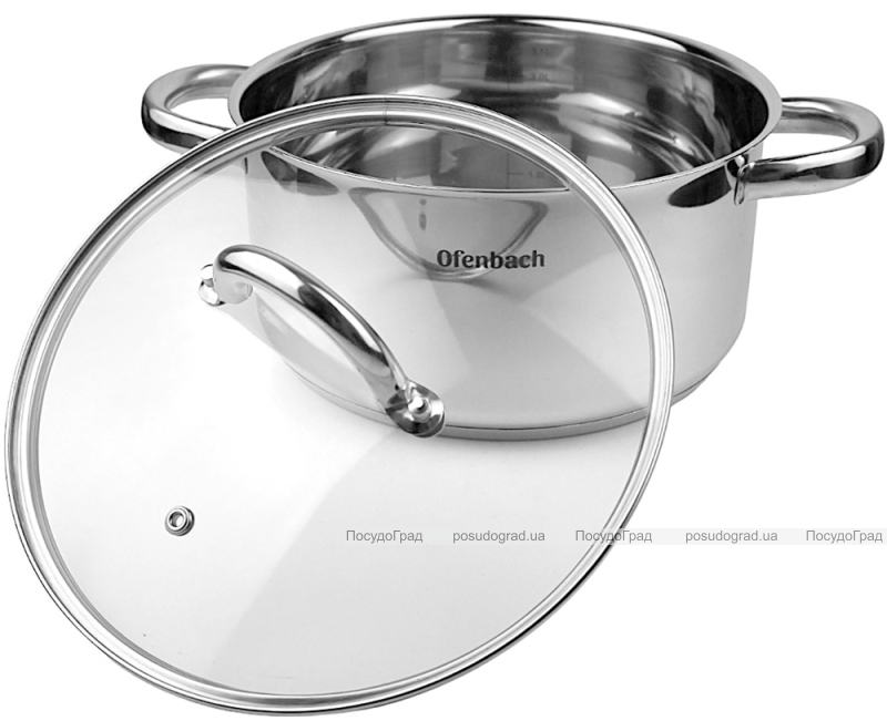 Каструля індукційна Ofenbach Casserole із нержавіючої сталі 4л зі скляною кришкою