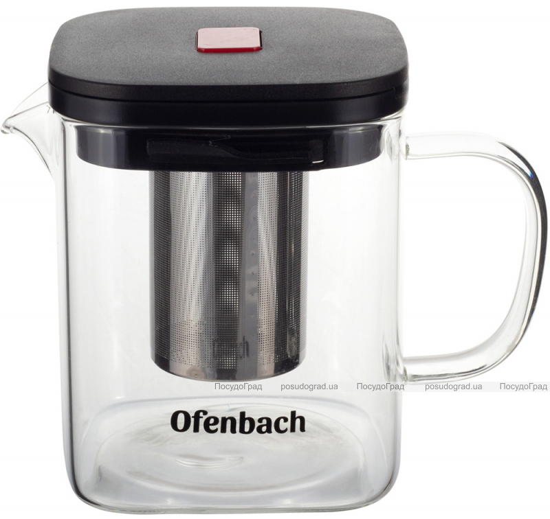 Чайник скляний заварювальний Ofenbach 1000мл зі знімним ситечком (0612m)