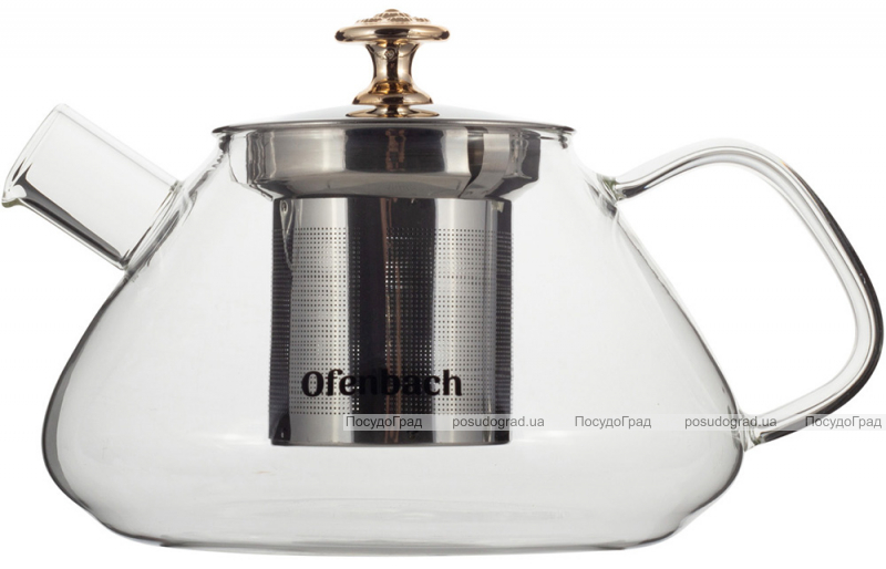 Чайник скляний заварювальний Ofenbach 1000мл зі знімним ситечком (0616l)