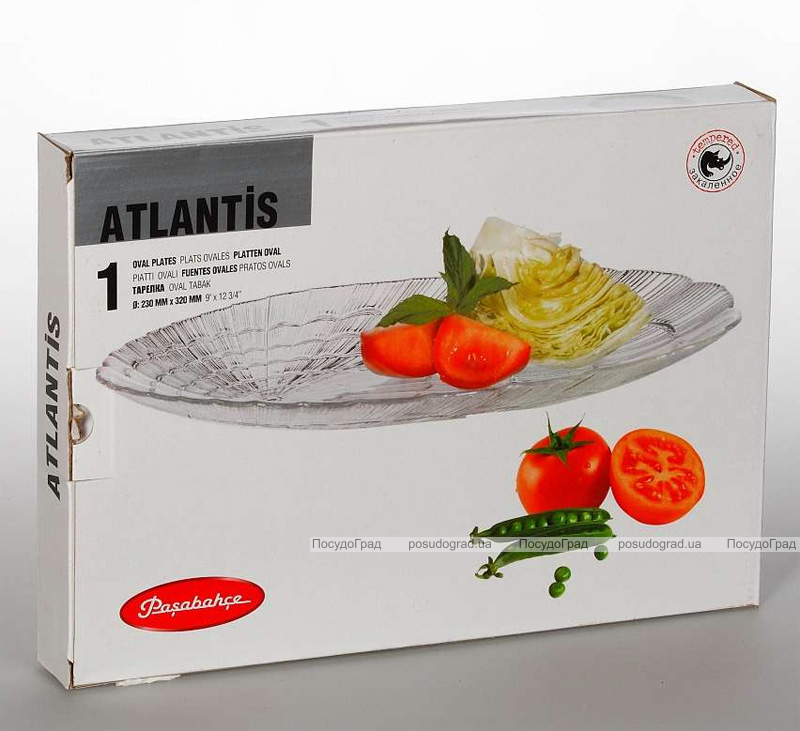 Овальне блюдо Atlantis 32х23см, скляне