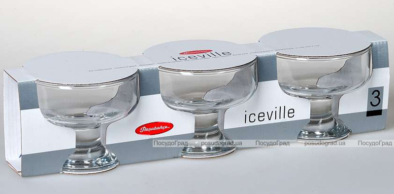 Набір 3 скляні креманки Aquatic Ice Ville Ø11см (310мл)