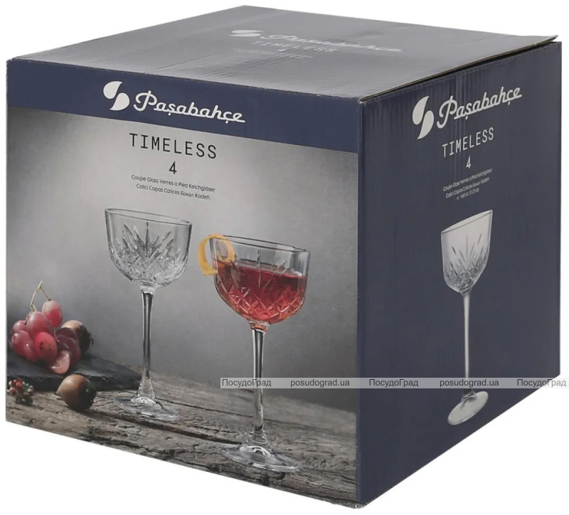 Набір 4 келихи Pasabahce Timeless 160мл коктейльні фужери