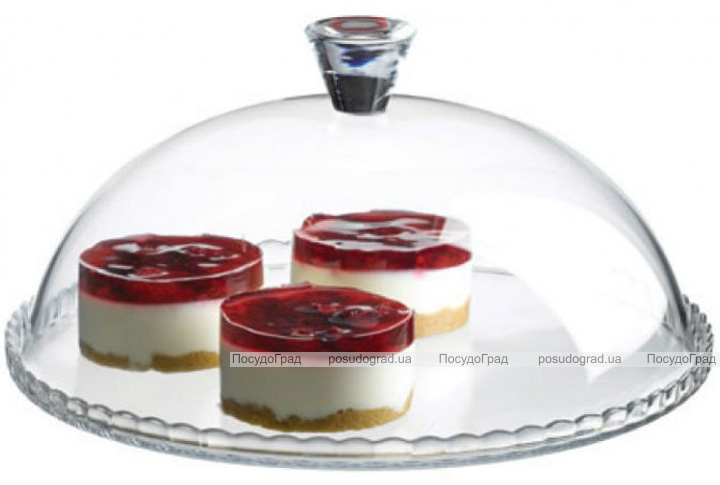 Блюдо Patisserie Ø32см з бортом і зі скляною кришкою-ковпаком
