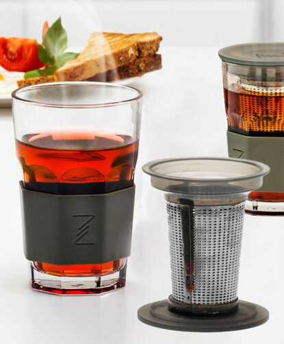 Стакан-заварник ZestGlass Original 415мл з металевим ситом і силіконовим захистом (синій)