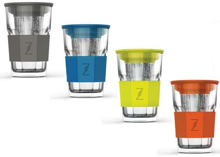 Стакан-заварник ZestGlass Original 415мл з металевим ситом і силіконовим захистом (синій)