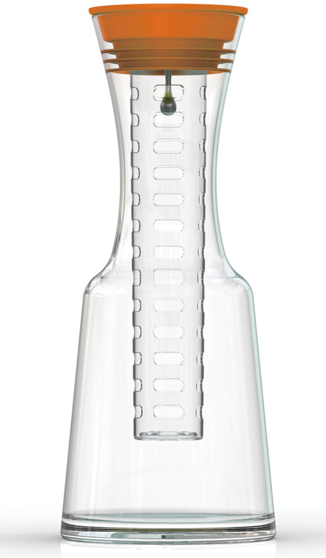 Графін ZestGlass 1100мл для лимонаду, вина і освіжаючих фруктово-ягідних напоїв (помаранчева кришка)