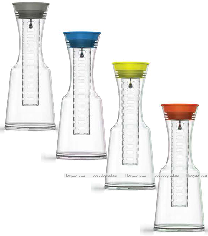 Графин ZestGlass 1100мл для лимонада, вина и освежающих фруктово-ягодных напитков (оранжевая крышка)