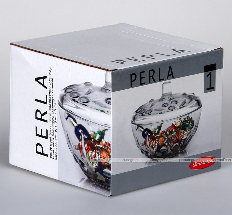 Сахарница Perla стеклянная с крышкой