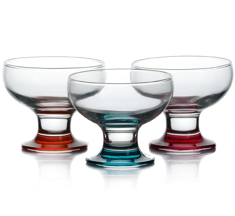 Набір 3 скляних креманки Glass4you 180мл на кольоровій ніжці