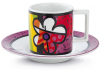 Кофейная пара Bergner "Britto" чашка 90мл и блюдце, керамика, малиновый